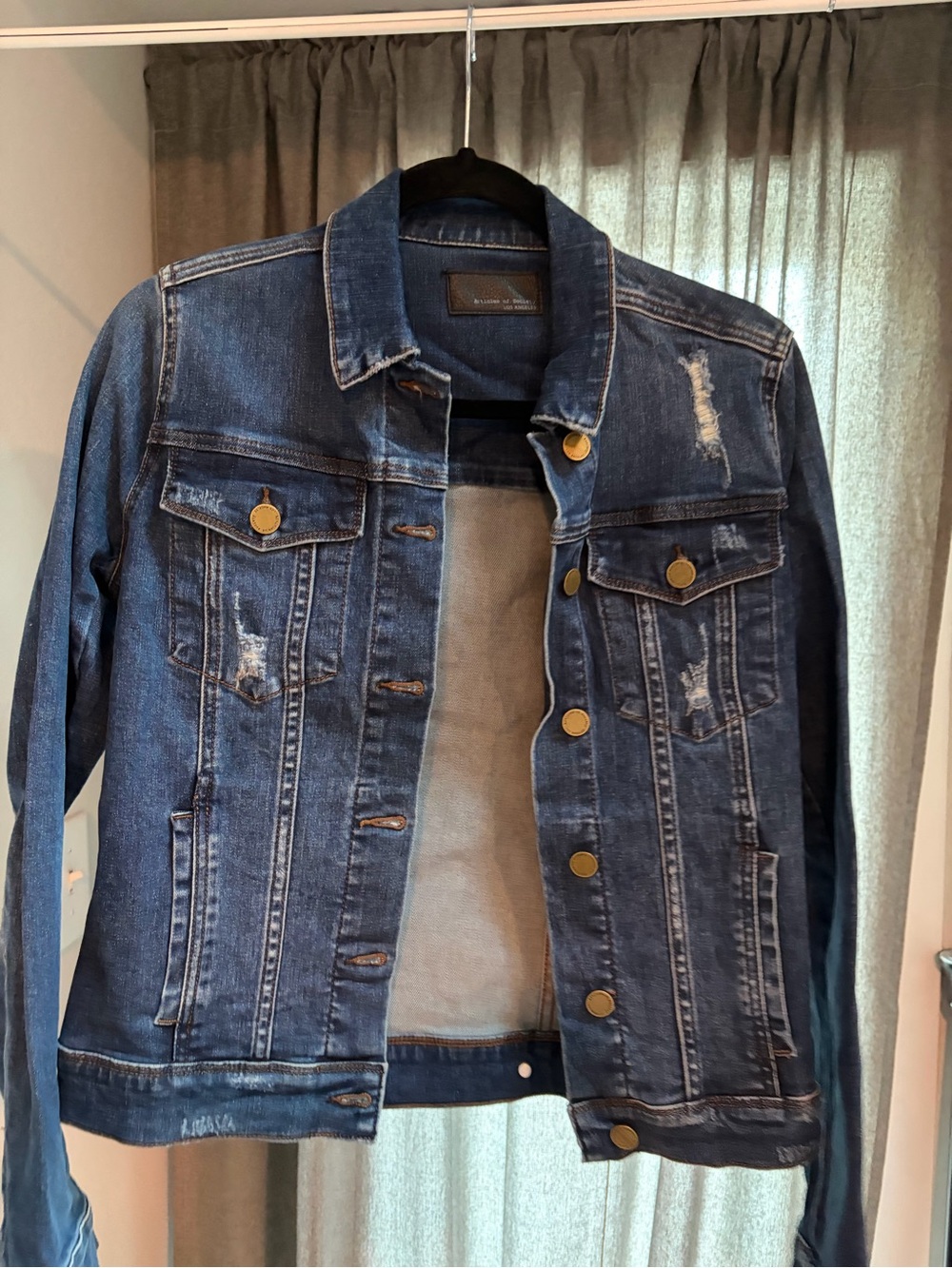 Articles Of Society Women’s Dark Blue Distressed Denim Jacket
